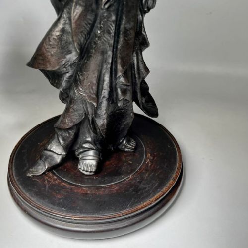 JAPANESE MEIJI LATE 19THCEARLY 20THC BRONZE OF A STANDING BODHIDHARMA HOZANZUKURI - ADDITIONAL PHOTO 6