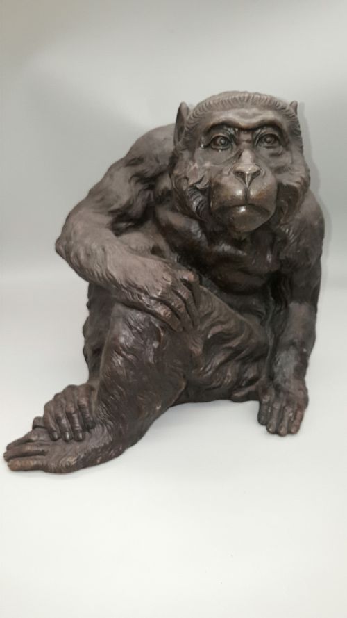 japanese meijitaisho early 20thc bronze monkey - CATEGORY: ANTIQUE SCULPTURES - DATED 1910