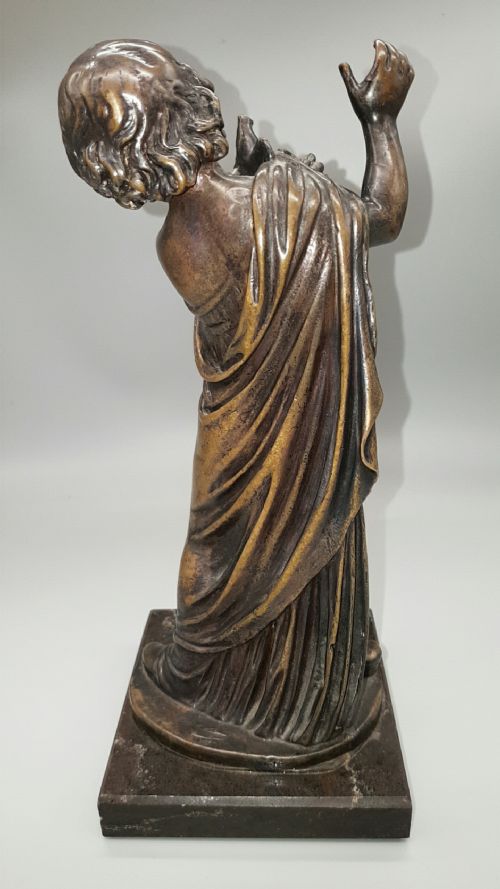 CLASSIC 19THC ITALIAN BRONZE OF A GIRL HOLDING A DOVE A MESSINA ROME - ADDITIONAL PHOTO 3