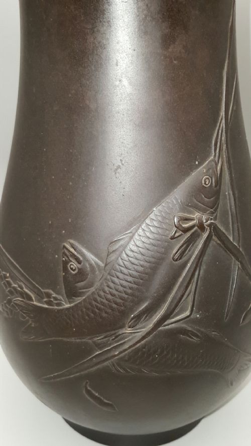 FINE JAPANESE MEIJI EARLY 20THC BRONZE VASE BY OSHIMA JOUN - ADDITIONAL PHOTO 2