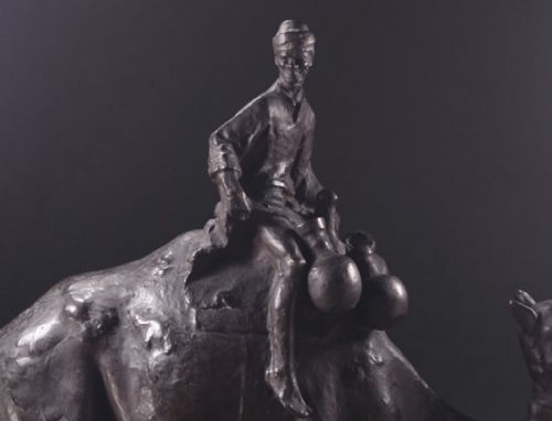 RARE JAPANESE EARLY SHOWA BRONZE CAMEL RIDER YOKOE YOSHIZUMI - ADDITIONAL PHOTO 4
