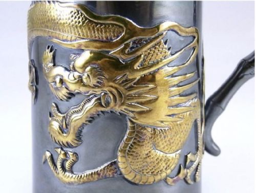 FINE CHINESE QING LATE 19THC EXPORT SILVER GILT CHRISTENING MUG WANG HING CANTON - ADDITIONAL PHOTO 4