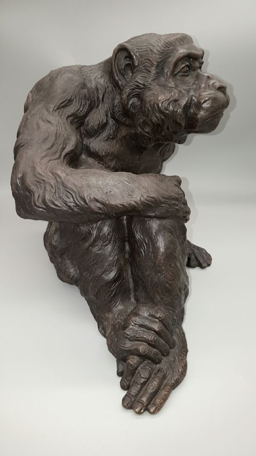 JAPANESE MEIJITAISHO EARLY 20THC LARGE BRONZE MONKEY - ADDITIONAL PHOTO 1