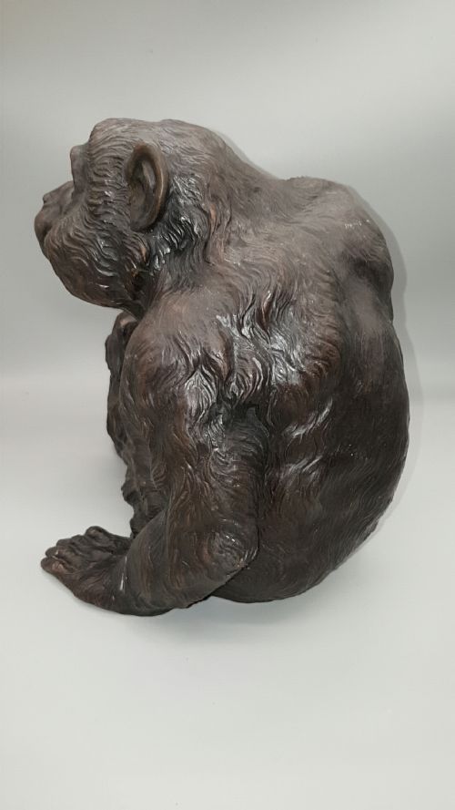 JAPANESE MEIJITAISHO EARLY 20THC LARGE BRONZE MONKEY - ADDITIONAL PHOTO 4