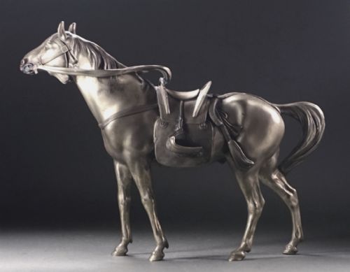 SUPERB JAPANESE MEIJI LATE 19THC SILVERED BRONZE OF SHOGUNS HORSE MARUKI COMPANY - ADDITIONAL PHOTO 1