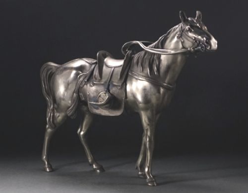 SUPERB JAPANESE MEIJI LATE 19THC SILVERED BRONZE OF SHOGUNS HORSE MARUKI COMPANY - ADDITIONAL PHOTO 2