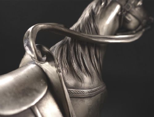 SUPERB JAPANESE MEIJI LATE 19THC SILVERED BRONZE OF SHOGUNS HORSE MARUKI COMPANY - ADDITIONAL PHOTO 14