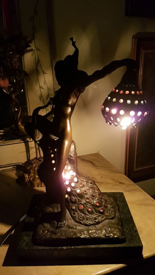BEAUTIFUL WOLFERS BELGIAN ANTIQUE 1920S ART NOUVEAU BRONZE NUDE TABLE LAMP - ADDITIONAL PHOTO 2