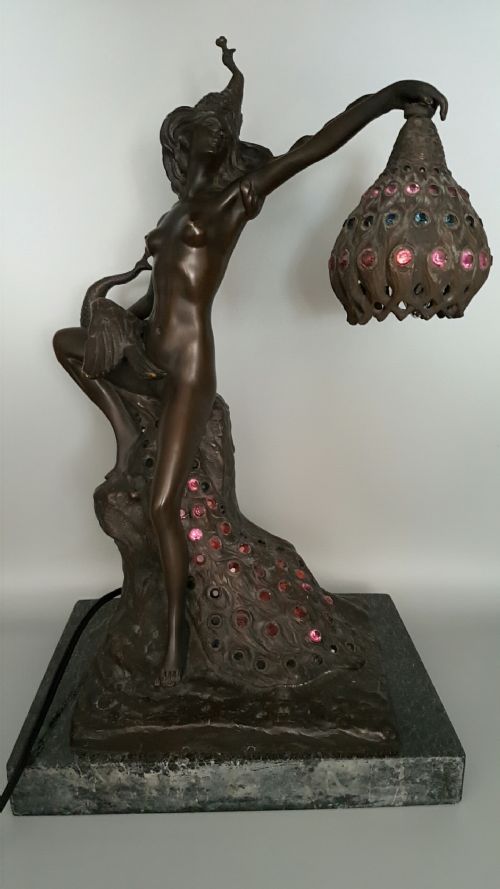 BEAUTIFUL WOLFERS BELGIAN ANTIQUE 1920S ART NOUVEAU BRONZE NUDE TABLE LAMP - ADDITIONAL PHOTO 3
