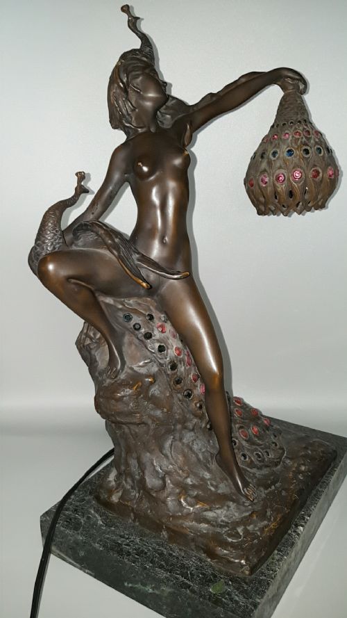 BEAUTIFUL WOLFERS BELGIAN ANTIQUE 1920S ART NOUVEAU BRONZE NUDE TABLE LAMP - ADDITIONAL PHOTO 7