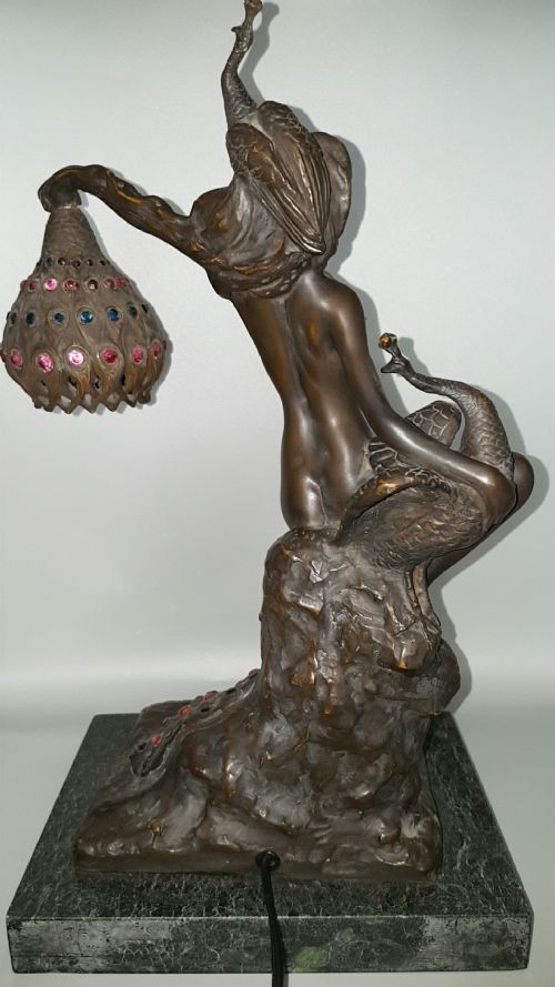 BEAUTIFUL WOLFERS BELGIAN ANTIQUE 1920S ART NOUVEAU BRONZE NUDE TABLE LAMP - ADDITIONAL PHOTO 8