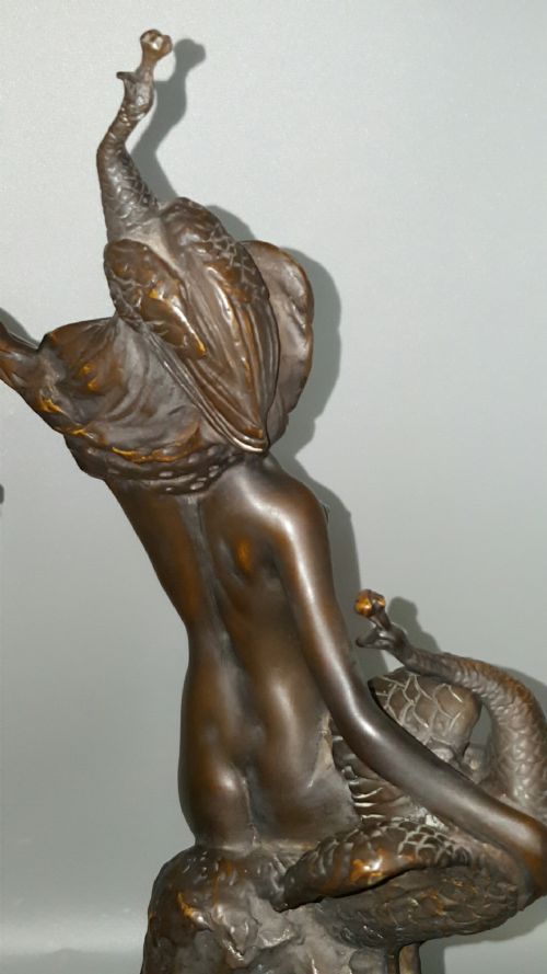 BEAUTIFUL WOLFERS BELGIAN ANTIQUE 1920S ART NOUVEAU BRONZE NUDE TABLE LAMP - ADDITIONAL PHOTO 9