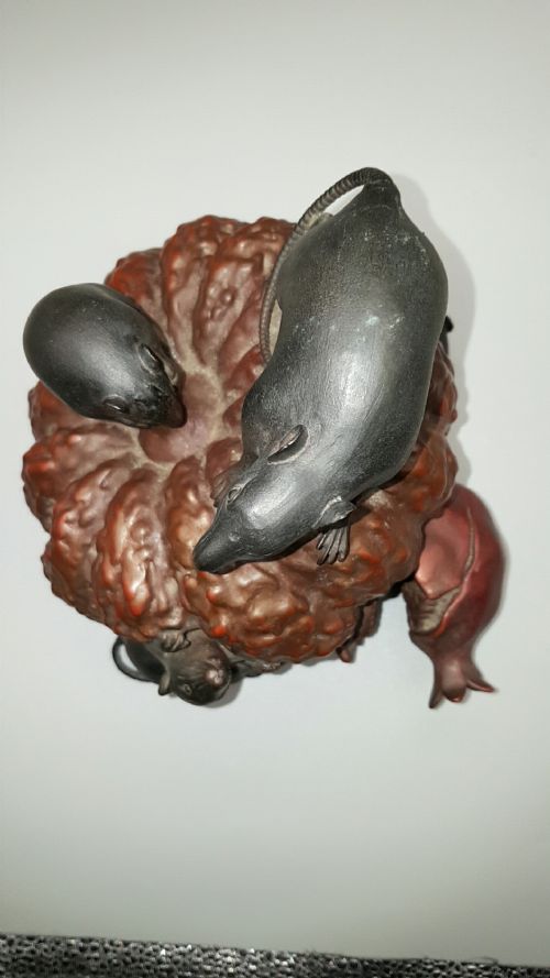 SUPERB JAPANESE MEIJI LATE 19THC BRONZE OKIMONO PUMPKIN RATS SEISAI - ADDITIONAL PHOTO 6