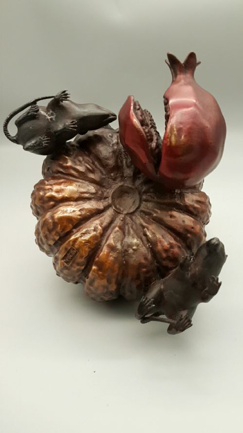 SUPERB JAPANESE MEIJI LATE 19THC BRONZE OKIMONO PUMPKIN RATS SEISAI - ADDITIONAL PHOTO 7