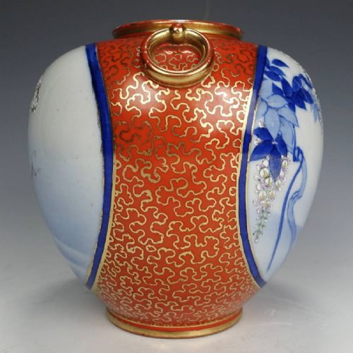 LOVELY JAPANESE MEIJI LATE 19THC KORANSHA ARITA PORCELAIN VASE DECORATED WITH KOI CARP - ADDITIONAL PHOTO 2