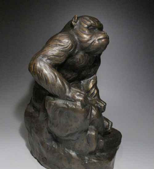 SUPERB APANESE ANTIQUE 1920S BRONZE MONKEY BY WATANABE KANSUI - ADDITIONAL PHOTO 1