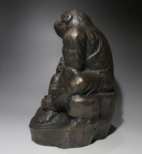 SUPERB APANESE ANTIQUE 1920S BRONZE MONKEY BY WATANABE KANSUI - ADDITIONAL PHOTO 3