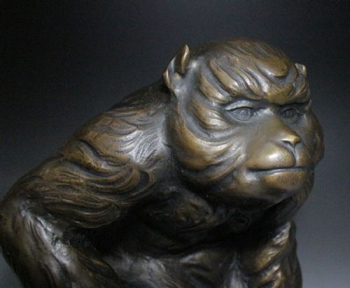 SUPERB APANESE ANTIQUE 1920S BRONZE MONKEY BY WATANABE KANSUI - ADDITIONAL PHOTO 5