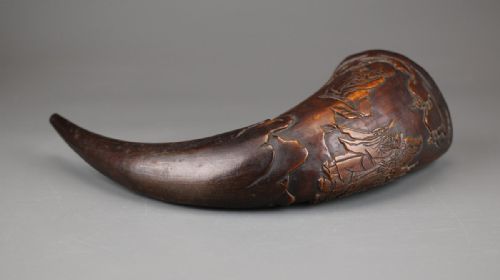 RARE CHINESE QING DYNASTY 19THC CARVED HORN HANGING FLOWER VASE - ADDITIONAL PHOTO 1