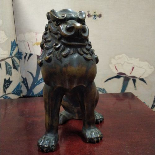 PROUD JAPANESE ANTIQUE LATE 19THC BRONZE OF A TEMPLE GUARDIAN LION - ADDITIONAL PHOTO 2