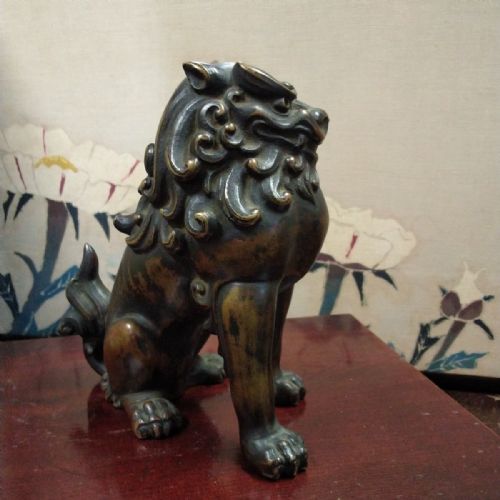PROUD JAPANESE ANTIQUE LATE 19THC BRONZE OF A TEMPLE GUARDIAN LION - ADDITIONAL PHOTO 3
