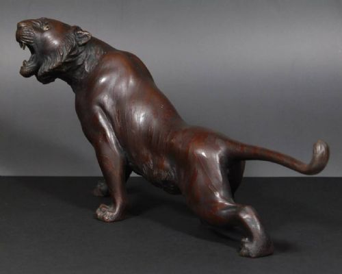 SUPERB JAPANESE ANTIQUE MEIJI LATE 19THC BRONZE TIGER SHUZAN - ADDITIONAL PHOTO 2