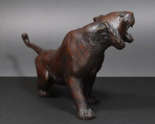 SUPERB JAPANESE ANTIQUE MEIJI LATE 19THC BRONZE TIGER SHUZAN - ADDITIONAL PHOTO 3