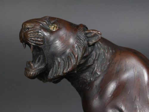 SUPERB JAPANESE ANTIQUE MEIJI LATE 19THC BRONZE TIGER SHUZAN - ADDITIONAL PHOTO 6