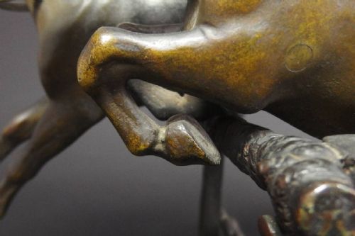 SPLENDID FRENCH ANTIQUE BRONZE OF TWO HURDLING HORSES CONSTANTIN CRISTESCO - ADDITIONAL PHOTO 7