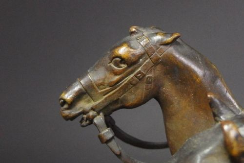 SPLENDID FRENCH ANTIQUE BRONZE OF TWO HURDLING HORSES CONSTANTIN CRISTESCO - ADDITIONAL PHOTO 9