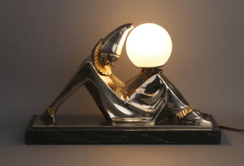 superb french art deco pierrot clown table lamp marcel andr bouraine - CATEGORY: ANTIQUE LIGHTING - DATED 1930