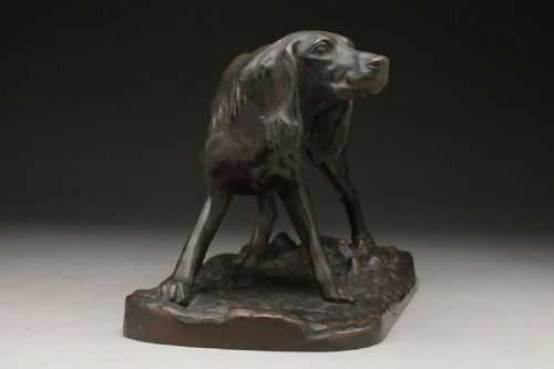 SUPERB ENGLISH ANTIQUE EARLY 20THC BRONZE SETTER DOG STATUE - ADDITIONAL PHOTO 2