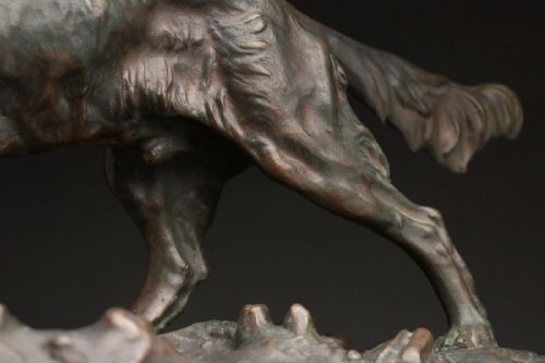 SUPERB ENGLISH ANTIQUE EARLY 20THC BRONZE SETTER DOG STATUE - ADDITIONAL PHOTO 5