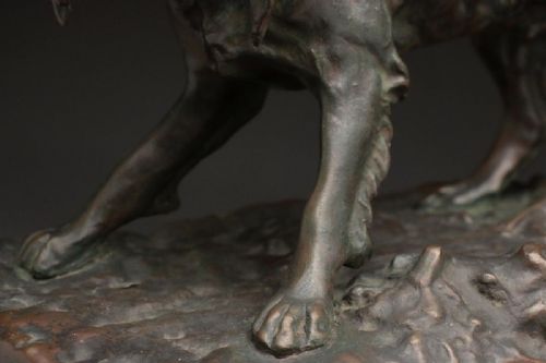 SUPERB ENGLISH ANTIQUE EARLY 20THC BRONZE SETTER DOG STATUE - ADDITIONAL PHOTO 9
