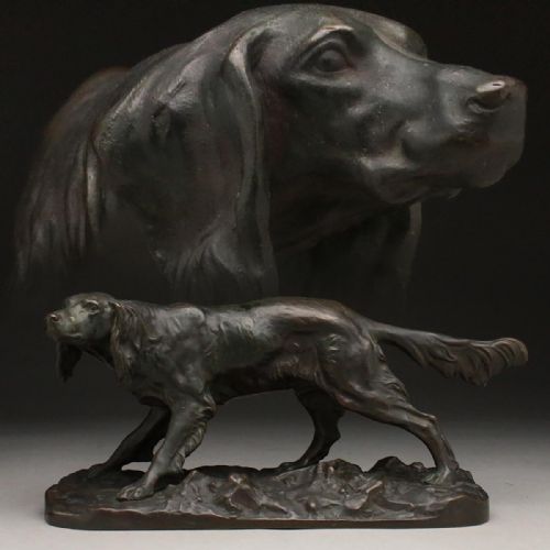 SUPERB ENGLISH ANTIQUE EARLY 20THC BRONZE SETTER DOG STATUE - ADDITIONAL PHOTO 10