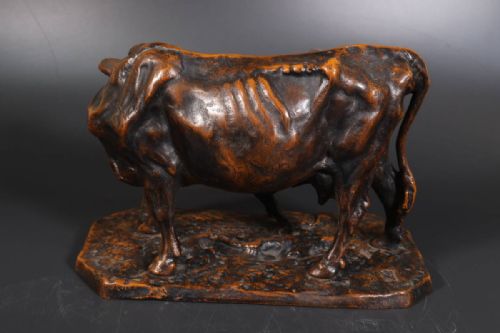 SPLENDID JAPANESE ANTIQUE 19THC BRONZE COW AND CALF - ADDITIONAL PHOTO 2