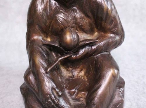 SUPERB JAPANESE ANTIQUE 1920S BRONZE MONKEY PEACH WATANABE KANSUI - ADDITIONAL PHOTO 6
