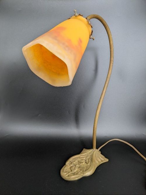 FRENCH ART DECO CA 1920 MULLER BROS BRONZE TABLE LAMP