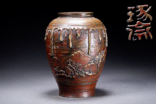 STUNNING JAPANESE MEIJI LATE 19THC LARGE BRONZE VASE TAKUSAI HONMA - ADDITIONAL PHOTO 1