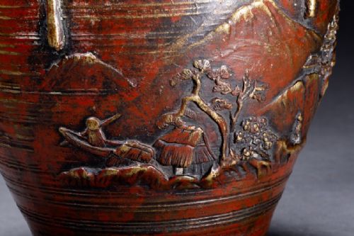 STUNNING JAPANESE MEIJI LATE 19THC LARGE BRONZE VASE TAKUSAI HONMA - ADDITIONAL PHOTO 5