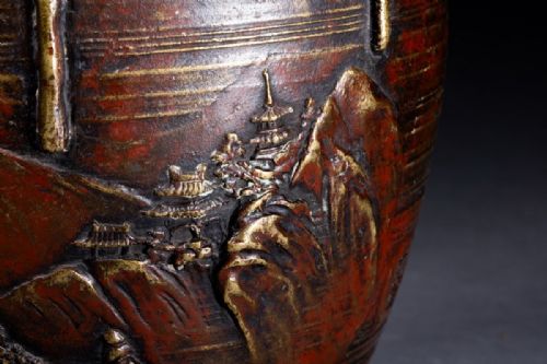 STUNNING JAPANESE MEIJI LATE 19THC LARGE BRONZE VASE TAKUSAI HONMA - ADDITIONAL PHOTO 6
