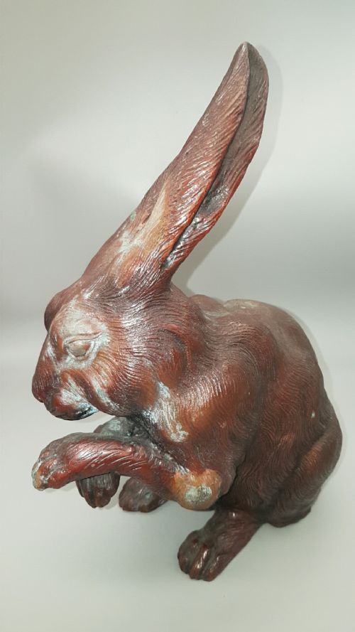 SUPERB JAPANESE MEIJI LATE 19THCEARLY 20THC PAIR OF BRONZE HARES SHUZAN HIDEYAMA - ADDITIONAL PHOTO 1