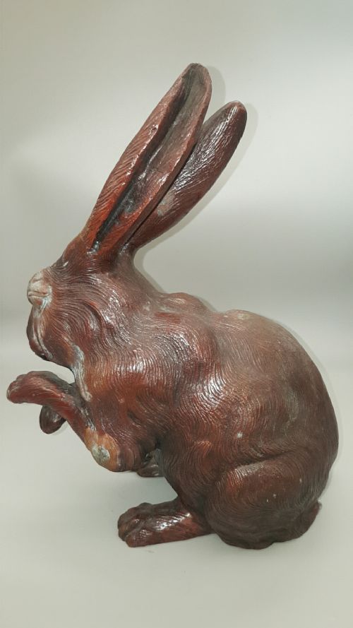 SUPERB JAPANESE MEIJI LATE 19THCEARLY 20THC PAIR OF BRONZE HARES SHUZAN HIDEYAMA - ADDITIONAL PHOTO 3