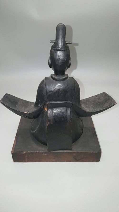 ATTRACTIVE JAPANESE MEIJI 19THC WOOD BUDDHIST SCULPTURE OF DEITY TENJINSAMA SUGAWARA NO MICHIZANE - ADDITIONAL PHOTO 1