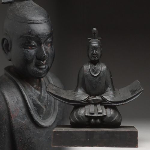 ATTRACTIVE JAPANESE MEIJI 19THC WOOD BUDDHIST SCULPTURE OF DEITY TENJINSAMA SUGAWARA NO MICHIZANE - ADDITIONAL PHOTO 11