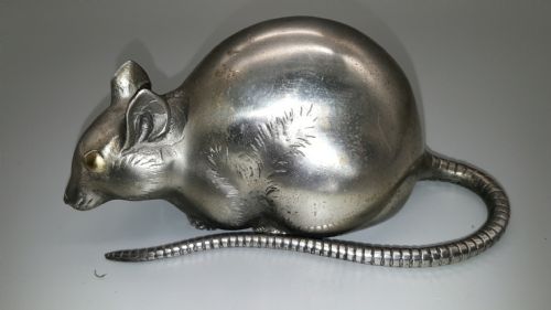 striking japanese meiji early 20thc silvered bronze rat - CATEGORY: ANTIQUE METAL - DATED 1920