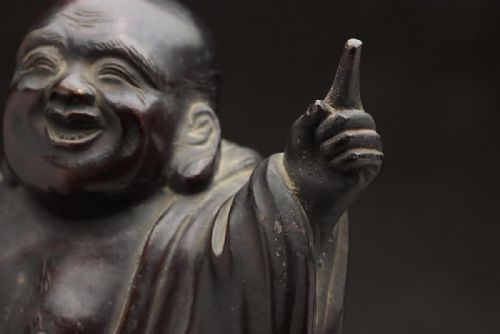 CHARMING JAPANESE MEIJI LATE 19THC BRONZE OF HOTEI MASAMITSU - ADDITIONAL PHOTO 7