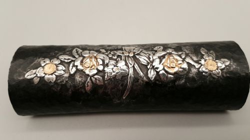BEAUTIFUL JAPANESE MEIJITAISHO EARLY 20THC IRON SILVER TEA SCOOP - ADDITIONAL PHOTO 1