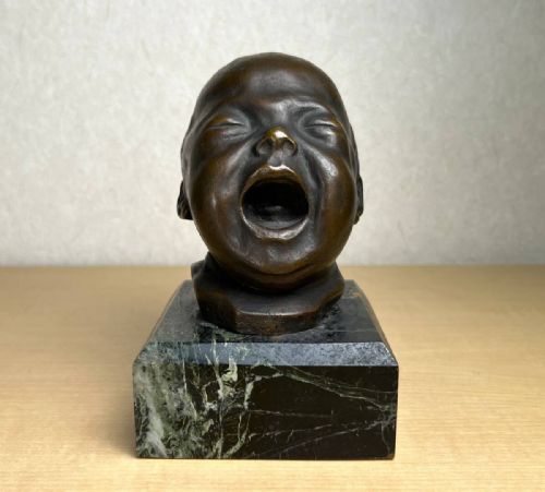 superb italian antique late 19thc bronze bust of a screaming child - CATEGORY: ANTIQUE SCULPTURES - DATED 19TH CENTURY