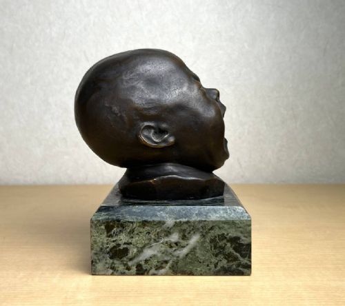 SUPERB ITALIAN ANTIQUE LATE 19THC BRONZE BUST OF A SCREAMING CHILD - ADDITIONAL PHOTO 2